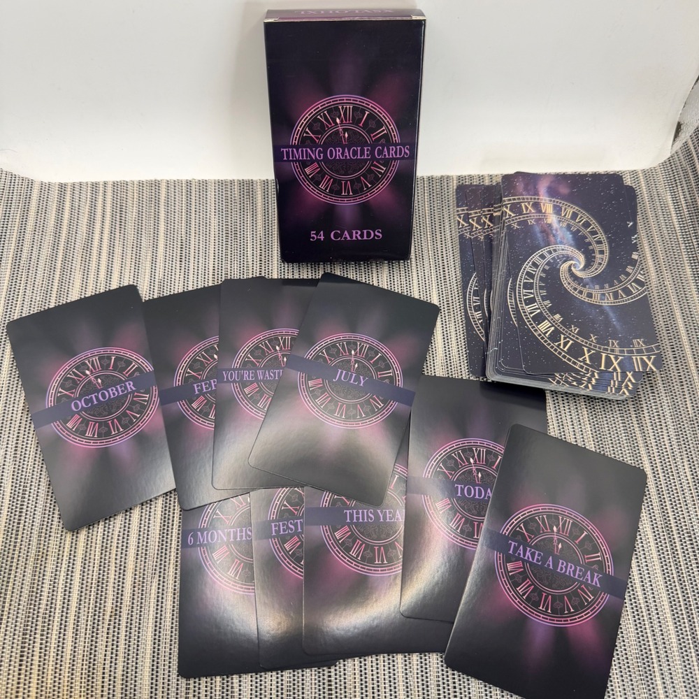 XSYLOHXL Timing Oracle Cards 54 Card Deck Divination Tool Purple Celestial Clock